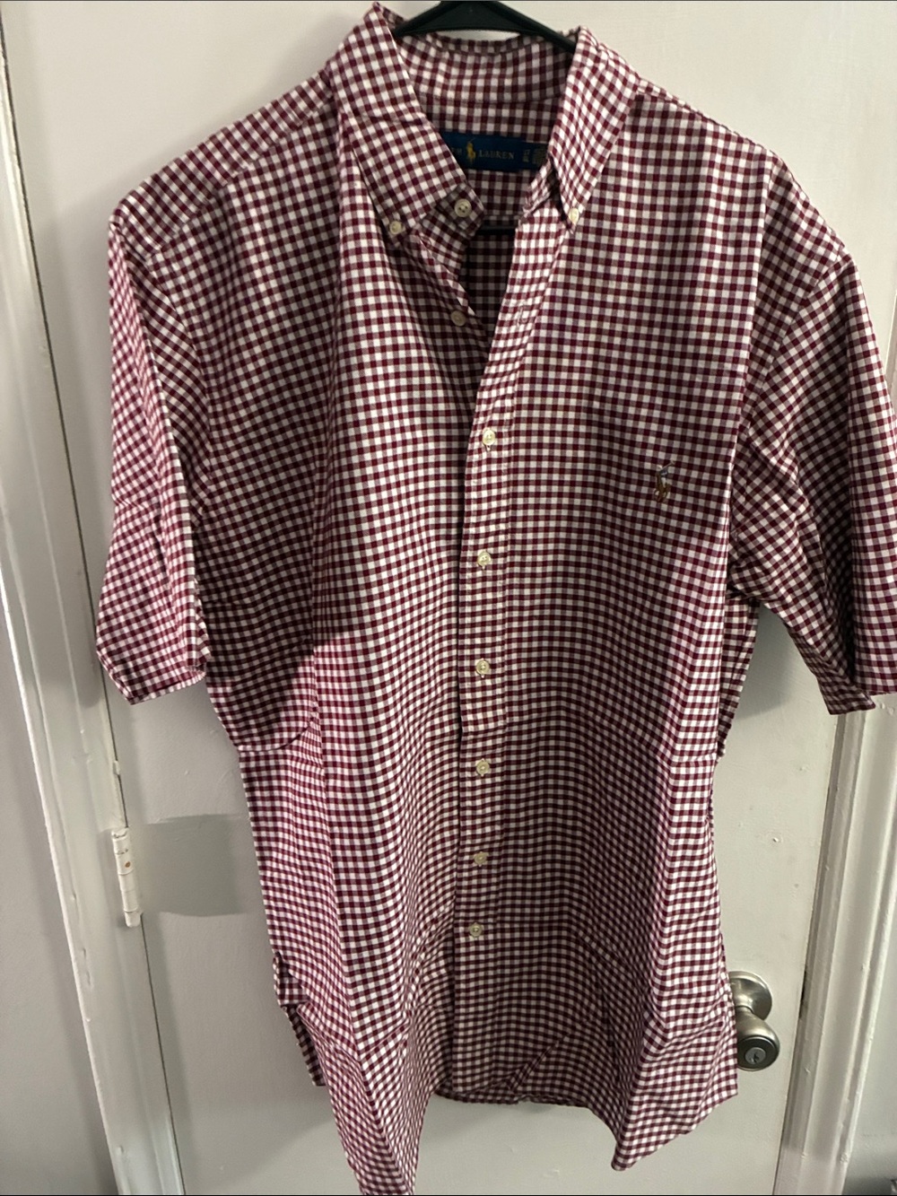 Ralph Lauren Men’s Red and White Gingham Button-Down Shirt
